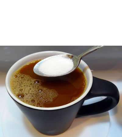 Ejemplo de disolución diluida: azúcar en el café